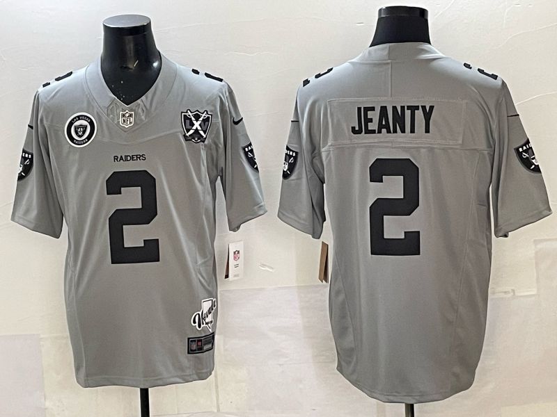 Men 2025 Oakland Raiders 2 Jeanty Grey Retro Third Generation Nike Limited NFL Jersey style 02